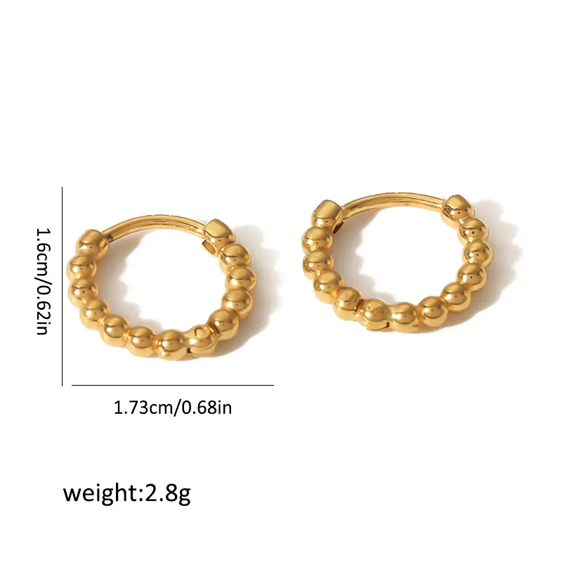 1 paire de boucles d'oreilles géométriques quotidiennes en acier inoxydable plaqué or 18 carats pour femmes h5 Image2